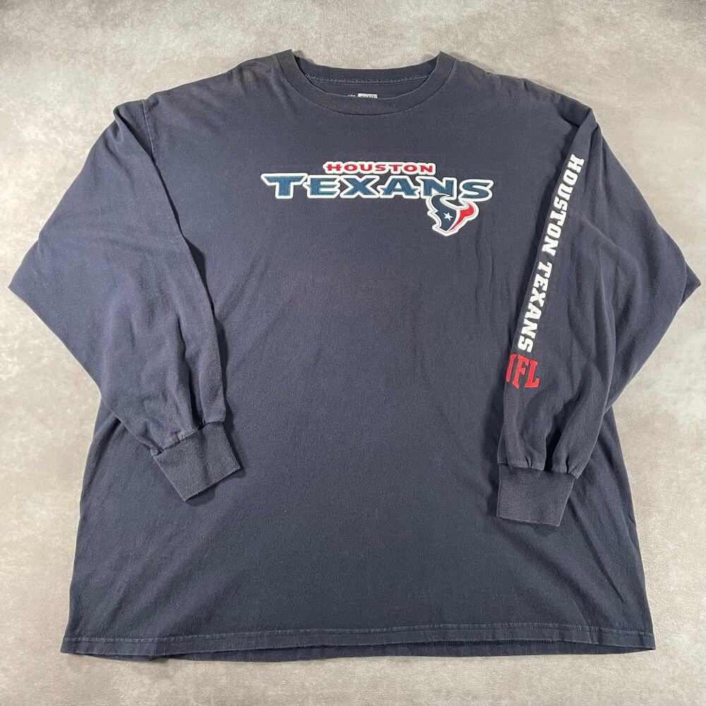 NFL Houston Texans Long Sleeve Shirt Mens 2XL Blue Football T-shirt